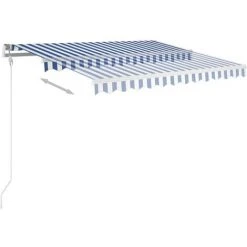 Hommoo Auvent Manuel Retractable Avec LED 3x2,5 M Bleu Et Blanc 9 Hommoo Auvent Manuel Retractable Avec LED 3x2,5 M Bleu Et Blanc -Pergola Soldes 54061865 3