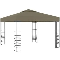 Hommoo Chapiteau Avec Guirlande Lumineuse A LED 3x3 M Taupe -Pergola Soldes 54061877 2