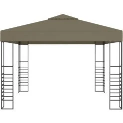Hommoo Chapiteau Avec Guirlande Lumineuse A LED 3x3 M Taupe -Pergola Soldes 54061877 3