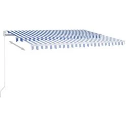 Hommoo Auvent Manuel Retractable 450x350 Cm Bleu Et Blanc 9 Hommoo Auvent Manuel Retractable 450x350 Cm Bleu Et Blanc -Pergola Soldes 54062166 3