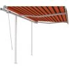 Hommoo Auvent Manuel Retractable Avec Poteaux 3x2,5 M Orange Et Marron 1 Hommoo Auvent Manuel Retractable Avec Poteaux 3x2,5 M Orange Et Marron -Pergola Soldes 54062203 1
