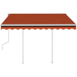 Hommoo Auvent Manuel Retractable Avec Poteaux 3x2,5 M Orange Et Marron 9 Hommoo Auvent Manuel Retractable Avec Poteaux 3x2,5 M Orange Et Marron -Pergola Soldes 54062203 3