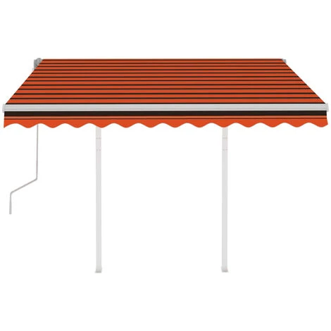 Hommoo Auvent Manuel Retractable Avec Poteaux 3x2,5 M Orange Et Marron 5 Hommoo Auvent Manuel Retractable Avec Poteaux 3x2,5 M Orange Et Marron – Image 3