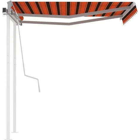 Hommoo Auvent Manuel Retractable Avec Poteaux 3x2,5 M Orange Et Marron 6 Hommoo Auvent Manuel Retractable Avec Poteaux 3x2,5 M Orange Et Marron – Image 4