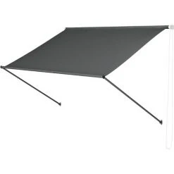 AICOK Store Banne Manuel, Auvent Rétractable, Store De Balcon En Métal Et Polyester - Imperméable - Résistant Aux UV - Hauteur Réglable - Pour Terrasse, Fenêtre | 250 X 120 Cm | Gris