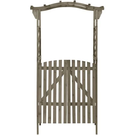 VidaXL Pergola Avec Portail 116x40x204 Cm Gris Bois De Sapin Massif - Gris 4 VidaXL Pergola Avec Portail 116x40x204 Cm Gris Bois De Sapin Massif - Gris – Image 2