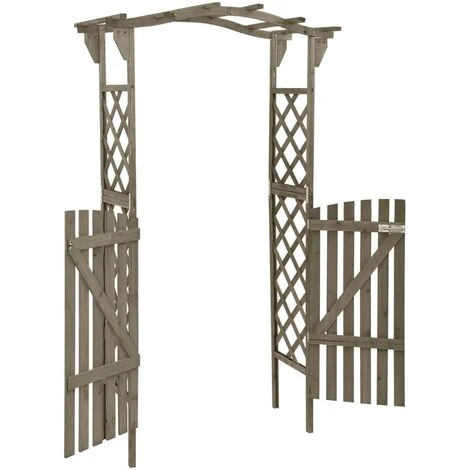 VidaXL Pergola Avec Portail 116x40x204 Cm Gris Bois De Sapin Massif - Gris 5 VidaXL Pergola Avec Portail 116x40x204 Cm Gris Bois De Sapin Massif - Gris – Image 3