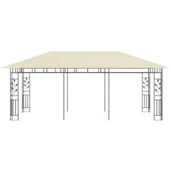 Hommoo Belvedere Avec Moustiquaire 6x3x2,73 M Creme -Pergola Soldes 54151287 3