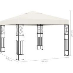 Hommoo Tonnelle 3x3 M Creme Tissu -Pergola Soldes 54154658 5
