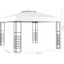 Hommoo Tonnelle De Jardin 3 X 3 M Blanc -Pergola Soldes 54154660 5
