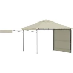 Hommoo Belvedere Avec Double Toits Etendus 3x3x2,75 M Creme 180 G/m² -Pergola Soldes 54167863 3
