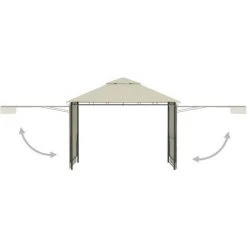 Hommoo Belvedere Avec Double Toits Etendus 3x3x2,75 M Creme 180 G/m² -Pergola Soldes 54167863 4