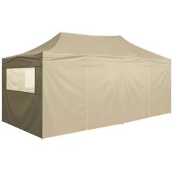 Hommoo Tente De Reception Pliable Avec 4 Parois 3x6 M Acier Creme -Pergola Soldes 54167921 5