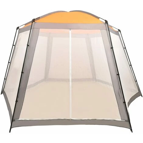Hommoo Tente De Piscine Tissu 500x433x250 Cm Gris 4 Hommoo Tente De Piscine Tissu 500x433x250 Cm Gris – Image 2