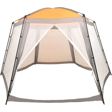 Hommoo Tente De Piscine Tissu 500x433x250 Cm Gris 5 Hommoo Tente De Piscine Tissu 500x433x250 Cm Gris – Image 3