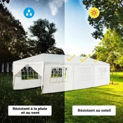 GOPLUS 3x9M /3x6M Tonnelle Tente De Jardin Avec Fenêtres,Tente De Réception Protection Contre Soleil Et Pluie,Chapiteau Gazebo Pour ?vénement Bière Fête Camping(3X9M, 8 B?ches) -Pergola Soldes 54451318 3