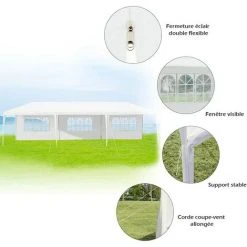 GOPLUS 3x9M /3x6M Tonnelle Tente De Jardin Avec Fenêtres,Tente De Réception Protection Contre Soleil Et Pluie,Chapiteau Gazebo Pour ?vénement Bière Fête Camping (3X9M, 5 B?ches) -Pergola Soldes 54451481 3