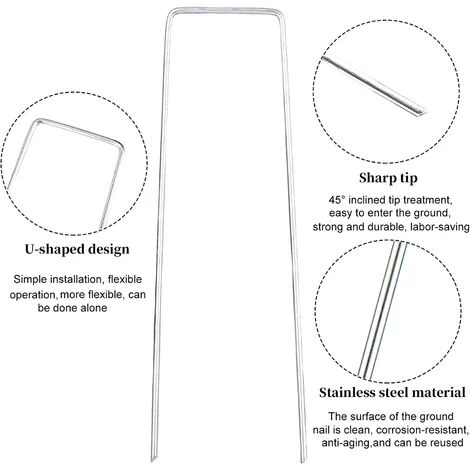 DECKON 50pcs Clous De Jardin, Clous De Jardin Avec 50 Rondelles Clous De Tente Longueur 150MM Largeur 40MM Pour Fixer Le Tissu De Mauvaises Herbes, Tissu De Mauvaises Herbes 4 DECKON 50pcs Clous De Jardin, Clous De Jardin Avec 50 Rondelles Clous De Tente Longueur 150MM Largeur 40MM Pour Fixer Le Tissu De Mauvaises Herbes, Tissu De Mauvaises Herbes – Image 2