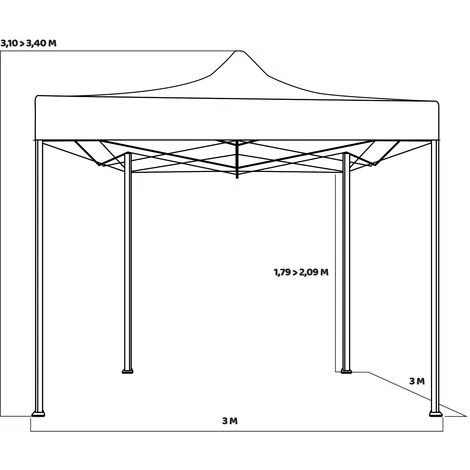 FRANKYSTAR Tente De Jardin / Gazebo 3X3 Tente Pliante Imperméable Pour Foires Et Marchés Blanc 6 FRANKYSTAR Tente De Jardin / Gazebo 3X3 Tente Pliante Imperméable Pour Foires Et Marchés Blanc – Image 4