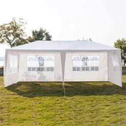 GROSMONDE 3 X 6 M Tente étanche Six Parois Deux Portes Pavillon De Jardin Avec Tubes En Spirale , Blanc -Pergola Soldes 54593661 4