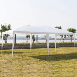 GROSMONDE 3 X 6 M Tente étanche Six Parois Deux Portes Pavillon De Jardin Avec Tubes En Spirale , Blanc -Pergola Soldes 54593661 5