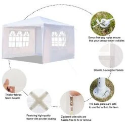 GROSMONDE Tente étanche 3 X 3 M Trois Parois Avec Tubes En Spirale , Pavillon De Jardin , Blanc -Pergola Soldes 54593786 5