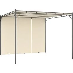 Topdeal Belvédère De Jardin Avec Rideau Latéral 3x3x2,25 M Crème FF47993_FR