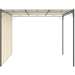 Topdeal Belvédère De Jardin Avec Rideau Latéral 3x3x2,25 M Crème FF47993_FR -Pergola Soldes 54643207 3