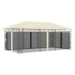 Topdeal Belvédère Avec Moustiquaire 6x3x2,73 M Crème FF47971_FR