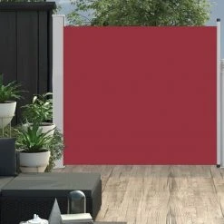 Topdeal Auvent Latéral Rétractable De Patio 170x300 Cm Rouge FF48367_FR