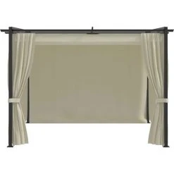Topdeal Tonnelle Avec Rideaux 3x3 M Crème Acier FF48050_FR -Pergola Soldes 54643777 4