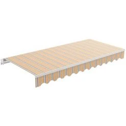 SAV Tissu D'auvent Toile Store Banne Rayure Jaune Et Beige 4X2.5m