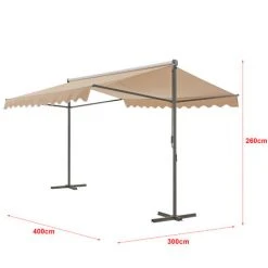 Store Banne Autoportant Selenizza à Double Pente 400 X 300 X 260 Cm Sable [pro.tec] -Pergola Soldes 54723487 3