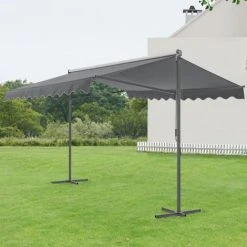 Store Banne Autoportant Selenizza à Double Pente 500 X 300 X 260 Cm Gris Foncé [pro.tec]