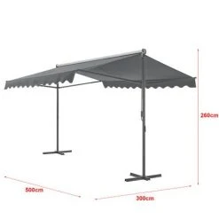 Store Banne Autoportant Selenizza à Double Pente 500 X 300 X 260 Cm Gris Foncé [pro.tec] -Pergola Soldes 54723490 3