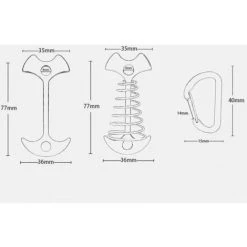 LANGRAY Lot De 5 Tendeurs De Corde De Tente Avec Clips - En Aluminium - Tendeurs De Cordon - Tendeurs De Tente, Accessoires De Camping En Plein Air Argent -Pergola Soldes 54903547 5