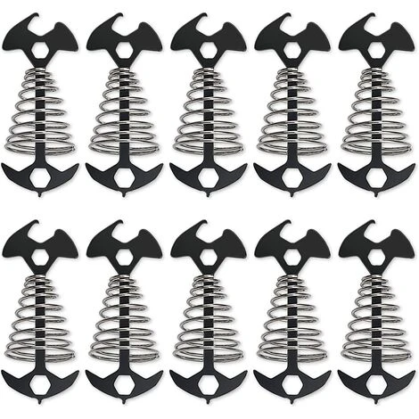 LANGRAY 10pcs Tendeurs De Corde De Tente En Alliage D'aluminium Réglable, Piquets D'ancrage En Forme De Poisson Avec Mousqueton Pour Tente De Camping Avec Boucle à Ressort, Boucle De Corde à Vent Noir 3 LANGRAY 10pcs Tendeurs De Corde De Tente En Alliage D'aluminium Réglable, Piquets D'ancrage En Forme De Poisson Avec Mousqueton Pour Tente De Camping Avec Boucle à Ressort, Boucle De Corde à Vent Noir