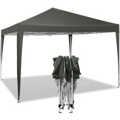 WOLTU Tonnelle De Jardin. Tente Pliante. Protection Du Soleil UV 50+. Facile à Installer Hauteur Réglable 3x3m. Gris