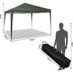 WOLTU Tonnelle De Jardin. Tente Pliante. Protection Du Soleil UV 50+. Facile à Installer Hauteur Réglable 3x3m. Gris -Pergola Soldes 54942339 3