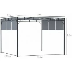Outsunny Pergola Rétractable Dim. 3L X 3l X 2,2H M Structure Acier époxy Anticorrosion Noir Triple Toile Polyester Haute Densité Gris - Gris -Pergola Soldes 54943848 3