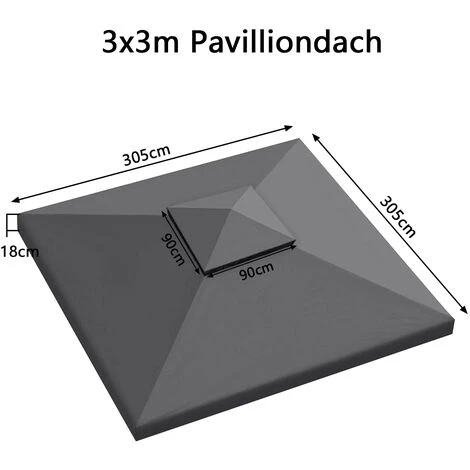 TolleTour Toit De Remplacement Toits De Pavillon Et Parties Latérales Toit De Tente 3x3M Avec Cheminée Bache De Remplacement Toit De Pavillon Bache De Toit - Anthracite 4 TolleTour Toit De Remplacement Toits De Pavillon Et Parties Latérales Toit De Tente 3x3M Avec Cheminée Bache De Remplacement Toit De Pavillon Bache De Toit - Anthracite – Image 2