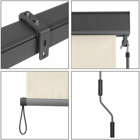 Homfa Store Vertical Store De Balcon Protection Solaire Avec Manivelle Et Cassette De Store, Résistant Aux UV, Brise-vent Et Brise-vue, En Métal Et Polyester, Blanc Crème 5 Homfa Store Vertical Store De Balcon Protection Solaire Avec Manivelle Et Cassette De Store, Résistant Aux UV, Brise-vent Et Brise-vue, En Métal Et Polyester, Blanc Crème – Image 3