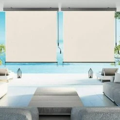 Homfa Store Vertical Store De Balcon Protection Solaire Avec Manivelle Et Cassette De Store, Résistant Aux UV, Brise-vent Et Brise-vue, En Métal Et Polyester, Blanc Crème 10 Homfa Store Vertical Store De Balcon Protection Solaire Avec Manivelle Et Cassette De Store, Résistant Aux UV, Brise-vent Et Brise-vue, En Métal Et Polyester, Blanc Crème -Pergola Soldes 55165769 4