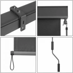 Homfa 1,6 X 2,5 M Store Vertical Balcon Store Roulant Extérieur En Métal Et Polyester Avec Manivelle Et Cassette D'Auvent Pare-Soleil, Pare-Vue, Protection Du Vent Pour Balcon, Terrasse, Patio , Gris 9 Homfa 1,6 X 2,5 M Store Vertical Balcon Store Roulant Extérieur En Métal Et Polyester Avec Manivelle Et Cassette D'Auvent Pare-Soleil, Pare-Vue, Protection Du Vent Pour Balcon, Terrasse, Patio , Gris -Pergola Soldes 55165853 3