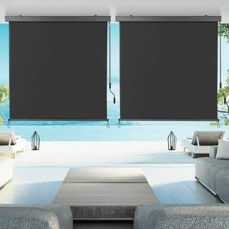 Homfa 1,6 X 2,5 M Store Vertical Balcon Store Roulant Extérieur En Métal Et Polyester Avec Manivelle Et Cassette D'Auvent Pare-Soleil, Pare-Vue, Protection Du Vent Pour Balcon, Terrasse, Patio , Gris 7 Homfa 1,6 X 2,5 M Store Vertical Balcon Store Roulant Extérieur En Métal Et Polyester Avec Manivelle Et Cassette D'Auvent Pare-Soleil, Pare-Vue, Protection Du Vent Pour Balcon, Terrasse, Patio , Gris – Image 5