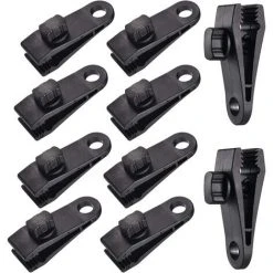 SUPERMARKET 10Pcs Clips De Bâche Renforcés Coupe-Vent, Clip De Tente En Plastique De Camping, Pince à Bâche, Pince Pour Tente, Accessoires De Tente D'Extérieur Pour Tente Voiture, Bâche, Auvents, Camping,Superma,noir