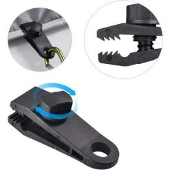 SUPERMARKET 10Pcs Clips De Bâche Renforcés Coupe-Vent, Clip De Tente En Plastique De Camping, Pince à Bâche, Pince Pour Tente, Accessoires De Tente D'Extérieur Pour Tente Voiture, Bâche, Auvents, Camping,Superma,noir -Pergola Soldes 55255915 3