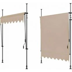 Gizcam 300 X 120 Cm Auvent Balcon, Store Balcon Imperméable Avec Manivelle, Sans Perçage, Résistant Aux UV Réglable En Hauteur, En Métal Et Polyester, Kaki -Pergola Soldes 55298822 4