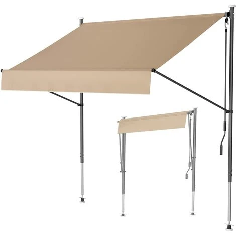 Gizcam Auvent Balcon, 200 X 150 Cm Store Balcon Imperméable Avec Manivelle, Sans Perçage, Résistant Aux UV Réglable En Hauteur, En Métal Et Polyester, Kaki 3 Gizcam Auvent Balcon, 200 X 150 Cm Store Balcon Imperméable Avec Manivelle, Sans Perçage, Résistant Aux UV Réglable En Hauteur, En Métal Et Polyester, Kaki