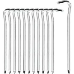 QERSTA 12 Pcs Piquets De Tente, 18 Cm Sardines Camping En Forme De Point D'Interrogation Aluminium Crochets De Tente Metal Pour Pique-Nique Camping Randonnée Pêche (Argent)